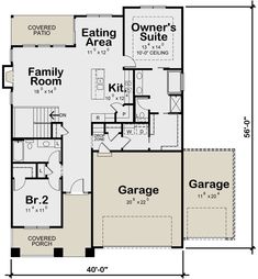 the floor plan for this house shows the garage and living area, as well as the bedroom