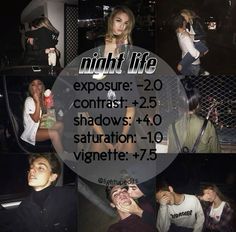 a collage of photos with the words night life exposure