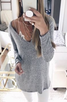 Women'S Long Sleeve V-Neck Knitted Sweaters Gray V-neck Sweater For Loungewear, Stretch V-neck Knit Top With Ribbed Neckline, Stretch Knit Top With Ribbed V-neck, Gray V-neck Top For Winter, Gray Winter Top For Day Out, Gray Top For Winter Day Out, Gray Top For Day Out In Winter, Casual Gray Long Sleeve Knit Top, Gray V-neck Sweater For Spring