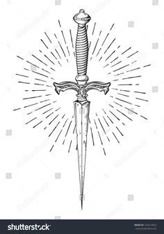 Tropisches Tattoo, Light Tattoo, Rays Of Light, Dagger Tattoo, Sternum Tattoo, Hand Drawn Vector Illustrations, Hand Drawn Vector