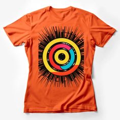 Abstract Sunburst Graphic Tee, Vibrant Colorful Circle Design, Unisex T-Shirt for Casual Wear Female T-Shirt Custom graphic T-Shirt.Customize your color Casual Orange Tops With Graphic Design, Vibrant Red Short Sleeve Top, Multicolor Graphic Design T-shirt With Short Sleeves, Trendy Multicolor Crew Neck T-shirt, Fun Orange Short Sleeve Shirt, Vibrant Cotton Tops, Colorful Cotton Crew Neck Shirt, Vibrant Cotton Short Sleeve Top, Colorful Sublimation Print Short Sleeve Tops