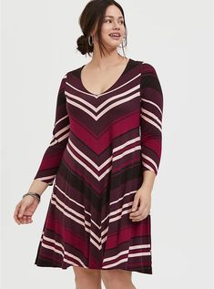 Burgundy Stripe Jersey Mini Trapeze Dress, RED STRIPE Striped Jersey Dress, Midi Skater Dress, Striped Jersey, Belted Shirt Dress, Mini Skater Dress, Trapeze Dress, Torrid Dresses, Mini Shirt Dress, Jersey Knit Fabric