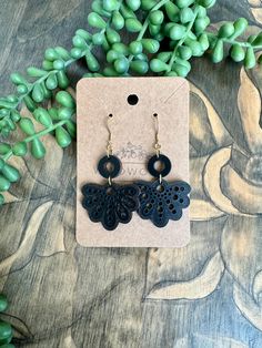 Finished black wood earrings. Delicate pattern and shape. Laser cut. 18k gold stainless steel ear wires. Black Laser Cut Jewelry As Gift, Black Laser Cut Jewelry Gift, Black Laser Cut Jewelry, Light Weight Jewelry, Laser Cut Jewelry, Hypoallergenic Earrings, Wood Earrings, Jewelry Earrings Dangle, Dangle Drop Earrings