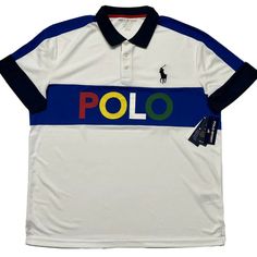 Polo Sports Ralph Lauren Polo Shirt Men's Size Xl Msrp $110. Condition Is New With Tags. Classic Fit. Material : 100% Polyester. Measurements Approximate, Taken Flat. Pit To Pit : 24.5". Length : 29". Please Check The Pictures For Details. Thank You So Much For Looking. White Polo Collar Top For Sports Season, White Polo Collar Top For Sports, White Polo Shirt With Graphic Print For Sports Season, White Graphic Print Polo Shirt For Sports Season, White Polo Collar Sports Top, White Cotton Polo Shirt For Sports Season, Blue Sporty Polo Shirt With Graphic Print, White Sporty Short Sleeve Polo Shirt, Sporty Blue Golf Shirt