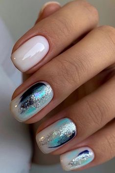 Do It Yourself Nails, Square Nail Designs, Art Designs Ideas, Short Square Nails, Cute Gel Nails, White Nail, Nail Design Ideas, Fancy Nails, Chic Nails