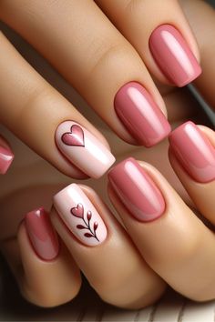 Valentine Nail Art, Romantic Nails, Pink Nail Art, Pretty Nail Art Designs, Pretty Nail Art, Fancy Nails, Short Acrylic Nails, Valentine's Day Nails