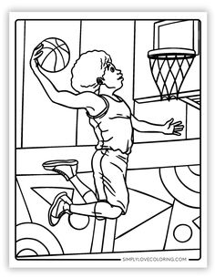 a boy playing basketball coloring page