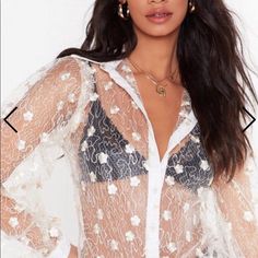 Cream Sheer Sexy Blouse Festival Jacket, White Top Women, Festival Clothing, Sheer Shirt, Long Crop Top, Long Blouse, Sheer Blouse, Festival Wear, Well Dressed