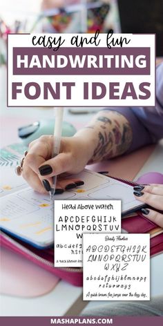 a handwritten font is shown with the words easy and fun handwriting for beginners