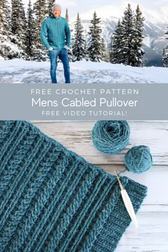 Free crochet men's sweater pattern. Crochet cabled sweater. Free men's crochet sweater pattern. How to crochet a sweater for men. How to crochet a sweater on YouTube. Free crochet pattern