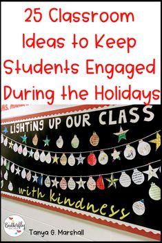 the back cover of 25 classroom ideas to keep students engaged during the holiday season, with text overlay