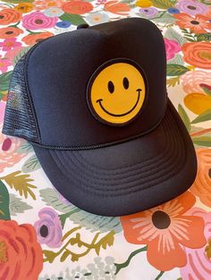 Our Smiley Face Trucker Hat is sure to bring a smile to everyone you pass by! Comfortable, breathable, and adjustable--one size fits most. Colors being restocked as quickly as possible. Keep smiling! X Smiley Face, Smiley Face Hat, Face Sun, Green Sand, Pink Neon, Keep Smiling, Pink Light, Oklahoma City, Blue Turquoise