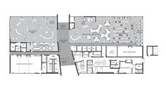 the floor plan for an office building with multiple floors and several rooms, including two separate areas