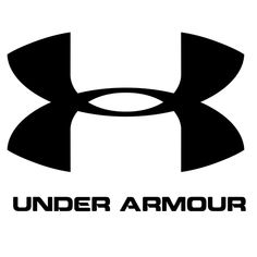 the under armour logo is shown in black and white, with an arrow at the bottom