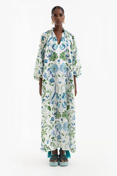 Pascale Dress Gul Hurgel, Signature Print, Puffed Sleeves, Knit Jacket, Cotton Silk, Outerwear Jackets, Body Types, Midi Length, Dresses For Sale