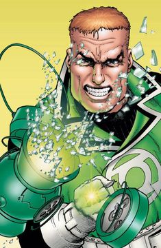 the green lantern character is punching his fists