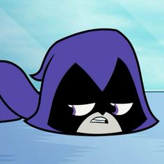 an angry looking cartoon character floating in the water