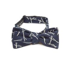 This handmade batwing bow tie by Olaf Olsson is made of Japanese cotton that has a wonderful pine needle pattern from Japan. The Indigo Matsu bow tie is great neckwear.  #olafolsson #batwing #bowtie Bow Tie