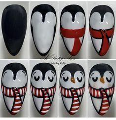 Olaf Nails Step By Step, Snow Man Nails Art, Beginner Nail Designs Step By Step, Olaf Nails, Nail Painting Tips, Penguin Nail Art, Pink Sparkly Nails, Beginner Nail Designs, Penguin Nails