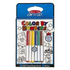 the color by numbers book with four markers