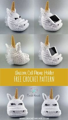 crochet unicorn cell phone holder free pattern