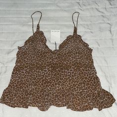 Acacia Chey Cupro Top Nwt || Never Worn Color: Sahara Size: Medium - Lightweight Offers Welcome Summer Brown V-neck Top, Brown V-neck Summer Top, Summer Beach Leopard Print Tops, Leopard Print Sleeveless Vacation Top, Sleeveless Leopard Print Vacation Tops, Sleeveless Leopard Print Top For Vacation, Summer Leopard Print Cami Top, Leopard Print Cami Top For Summer, Summer Brown Cami Top