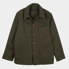 Le Laboureur French Wool Field Coat in Olive — GARDENHEIR Great Dixter, Cozy Clothes, Vintage Menswear, Workwear Vintage, Heavy Blanket, Field Coat, Fall Tops, Gardening Outfit, Chore Coat