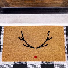 Reindeer Natural Coir Doormat Coconut Shells, Entry Mats, Coir Mat, Funny Doormats, Coir Doormat, Coconut Fiber, Red Nose, Coconut Shell, Mold And Mildew