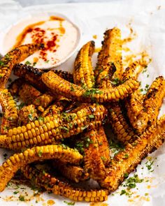 grilled corn on the cob with dipping sauce