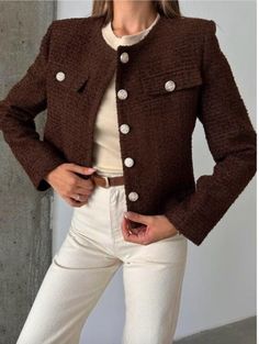 Brown Tweed Blazer Jacket STYLE DETAILING * Cropped * Tweed fabric * Lined SIZING Model measurements: Height: 168 cm Weight: 50 kg Hıp: 94 cm Chest: 86 cm Waist: 68 cm Model wears S size. Product Length: 48 cm Arm Length: 58 cm Width: 90 cm NOTE: Product is a normal fit. You can prefer your normal size. ** Please don't hesitate to contact us for your any questions. You're always welcomed ♥️ BrownTweed Jacket Women, Tweed Blazer Women, Tweed Short Coat Jacket, Wool Blazer, Cropped Tweed Blazer, E Brown Luxury Tweed Jacket In Timeless Style, Luxury Brown Tweed Jacket In Classic Style, Luxury Brown Tweed Jacket For Spring, Timeless Brown Luxury Tweed Jacket, Timeless Luxury Brown Tweed Jacket, Luxury Brown Tweed Jacket Casual Style, Luxury Brown Tweed Jacket For Winter, Luxury Brown Tweed Jacket With Patch Pockets, Luxury Brown Tweed Jacket