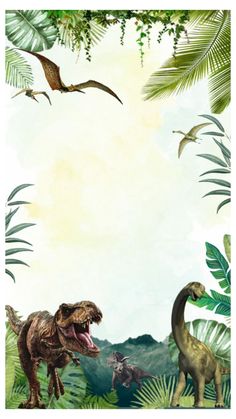 an image of dinosaurs in the jungle