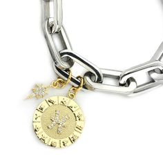 Go get ‘em, Pisces. The Pisces Puerto Zodiac Bracelet features a miniature star pendant and circular star sign micro pave constellation charm, threaded onto our fan favorite Puerto Bracelet. Pisces: You’re understanding, empathetic, creative, and imaginative. You value family, always putting your loved ones as a priority. You adore spending time in the water, and drifting off into a fantasy. (So, when are you booking your next beach vacation?) Zodiac Sign Bracelet Details: Chain: Hypoallergenic Zodiac Sign Bracelet, Go Get Em, Lion Bracelet, Zodiac Sign Necklace, Zodiac Bracelet, Crystal Bangle, Zodiac Necklaces, Star Sign, Stainless Steel Pendant