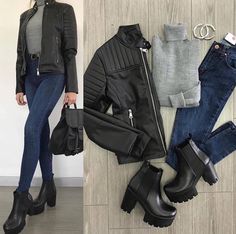 Cool Winter Outfits, Outfit Botas, Looks Jeans, Cool Winter, Casual College Outfits, Trendy Outfits Winter, Elegante Casual, Trendy Fashion Outfits, Causual Outfits