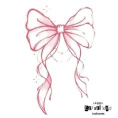 a drawing of a pink bow on a white background