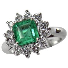 Stunning Engagement Wedding Ring Set wit a natural Colombian emerald, square cut, medium fine AAA++ green color, VS in clarity. Total emerald weight :1.09 carats. Accented with natural white diamonds G/VS, 0.63 carats Emerald measurements: 6.70 x 6.70mm Total Gemstones Weight: 1.72 Carats Ring Measurements: 14.80mm x 14.20mm rising 6.50mm above the finger Total Ring Weight: 6.3g Composition: White Gold 18k Ring Size: 7 Style: Classic Condition: New Comments: 100% NATURAL Guaranteed! (Emerald Min Emerald Diamond Engagement Ring, Emerald Ring Engagement Diamond, Engagement Wedding Ring Sets, White Gold Wedding Rings, Colombian Emeralds, Diamond Cocktail Rings, Natural Blue Sapphire, Three Stone Rings, Natural Sapphire