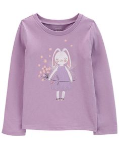 Complete with long cozy sleeves and an adorable print, this graphic tee is the start to her new favorite outfit. Toddler Girl Clothes, Purple Bunny, Graphic Tee Style, Baby Print, Bunny Shirt, Girls Graphic Tee, Toddler Girl Outfits, Baby Prints, Shop Clothing