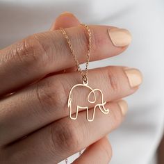 Minimalist Elephant Necklace, 14K Gold Dainty Elephant Necklace, Handmade Jewelry, Elephant Shaped Necklace, Gift for Her, Gift for Mom - Etsy Netherlands Minimalist Handmade Charm Necklace For Birthday, Handmade 14k Gold Filled Charm Necklaces For Gifts, Handmade 14k Gold Filled Charm Necklaces As Gift, Handmade 14k Gold Filled Charm Necklace For Gift, Elephant Necklace, Dec 12, Necklace Handmade, Necklace Gift, Gift For Mom