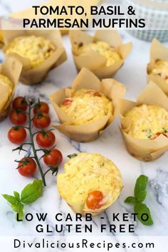 low carb keto muffins with tomatoes and basil