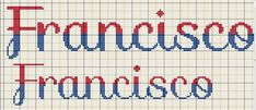 a cross stitch pattern with the words francisco and francisco written in red, white and blue