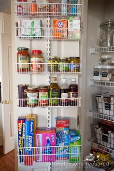 the pantry is stocked with all kinds of food