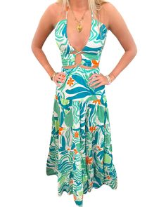 Sunset Vibes, Preppy Dresses, Halter Maxi Dress, Halter Maxi, Halter Maxi Dresses, Print And Cut, Cut Outs, Perfect Summer, Christmas List