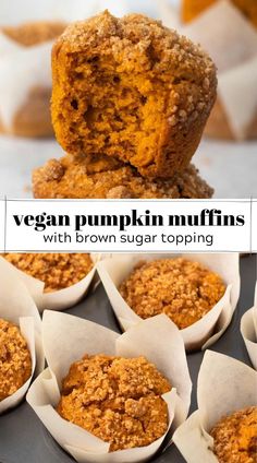 vegan pumpkin muffins with brown sugar topping