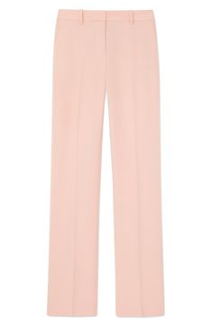 Smart tailoring meets fluid ease in these polished straight-leg pants with a high waist and pressed creases, front and back. 33" inseam; 21 1/2" leg opening; 10 1/2" front rise; 17 1/2" back rise (size 8) Zip fly with hook-and-bar closure Front slant pockets; back welt pockets Partially lined 71% acetate, 29% polyester Dry clean Imported Women's Designer Clothing Tailored Straight Office Pants, Tailored Straight Pants For Office, Elegant Tailored Straight Bottoms, Chic Straight Silhouette Pants For Formal Occasions, Straight Silhouette Pants With Belt Loops, Elegant Bottoms With Straight Hem For Spring, Classic Ankle-length Wide Leg Pants For Spring, Tailored Straight Pants For Work, Formal Spring Bottoms With Straight Silhouette