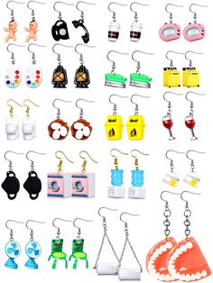 PRICES MAY VARY. Novel and adorable designs: these dangle drop earrings are designed in cute shapes and lively styles, wearing them will make you the focus of the crowd easily; You can wear them for various occasions or as photo props, which will show your nice taste and bring you a lot of fun Reliable and durable: these cute weird earrings are made of alloy and resin, which are lightweight and comfy to wear, safe and durable, not easy to fade and friendly to skin, you can wear them for a long t Goldfish Cartoon, Weird Earrings, Earrings Funny, Weird Jewelry, Fruit Flowers, Funky Earrings, Female Friends, Artist Paint, Gothic Jewelry