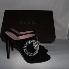 Exude Luxury And Sophistication With The **Gucci Maxime Black Suede Crystal Horsebit Heel**. These Stunning Heels Feature Rich Black Suede, Offering A Soft, Velvety Texture That Elevates Any Outfit. The Iconic Crystal-Embellished Horsebit Detail Adds A Glamorous Sparkle, Making These Shoes A Statement Of Refined Elegance. With A Sleek Stiletto Heel And A Timeless Silhouette, They Are Perfect For Any Formal Occasion Or A Night Out. Experience The Perfect Balance Of Classic Gucci Design And Modern Formal Occasion, Black Suede, Shoes Women Heels, Stiletto Heels, Night Out, Shoes Heels, Sparkle, Gucci, Women Shoes