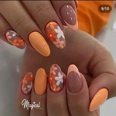 Spring Acrylic Nails, Colorful Nails, Simple Gel Nails, Summery Nails, Her Nails, Almond Acrylic Nails, Acrylic Nails Coffin Short, Short Acrylic Nails Designs