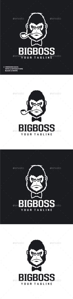 three black and white logos with the words big boss