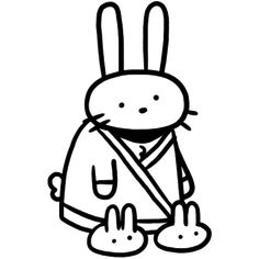 a cartoon bunny with two rabbits in it's lap