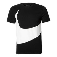 Nike Sportswear Big Swoosh Tee Large Casual Sports Short Sleeve Black AR5192-010 (Men's) Modern Short Sleeve Sports Top, Sporty Cotton Tops For Running, Nike Functional T-shirt For Sports, Nike Dri-fit Crew Neck Activewear, Sporty Running T-shirt With Logo Print, Nike Breathable Sportswear T-shirt, Nike Sportswear Breathable T-shirt, Nike Dri-fit T-shirt For Athleisure, Nike Sporty Short Sleeve Activewear