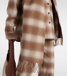 Tartan wool and cashmere scarf in brown - Loro Piana | Mytheresa Ancient Paper, Check Coat, Leather Ballet Flats, Loro Piana, Cashmere Scarf, Designing Women, Wide Leg Pants, Tartan, Clothing And Shoes